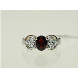 #7-STERLING SILVER GARNET & TOPAZ RING