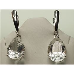 #10-STERLING SILVER WHITE TOPAZ EARRINGS