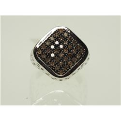#14-STERLING SILVER BROWN DIAMOND RING