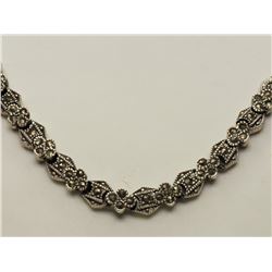 #16-STERLING SILVER MARCASITE NECKLACE