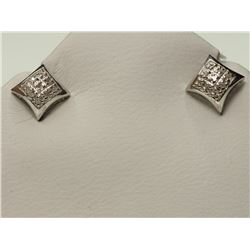 #24-STERLING SILVER DIAMOND EARRINGS