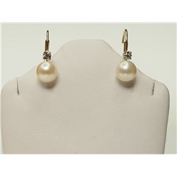 #26-14K GOLD PEARL & DIAMOND EARRINGS