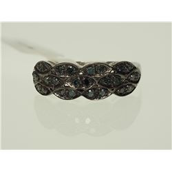 #29-STERLING SILVER BLUE DIAMOND RING