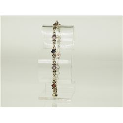 #32-STERLING SILVER GEMSTONE BRACELET