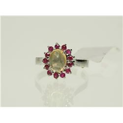 #33-STERLING SILVER OPAL & RUBY RING