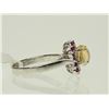 Image 2 : #33-STERLING SILVER OPAL & RUBY RING