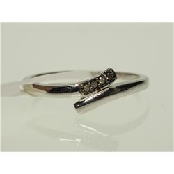 #35-STERLING SILVER BROWN DIAMOND RING