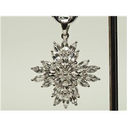 #43-STERLING SILVER WHITE TOPAZ PENDANT