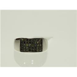 #45-STERLING SILVER GREEN DIAMOND RING