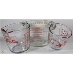 LOT OF 3 PYREX AND FIRE-KING MEASURING GLASSES