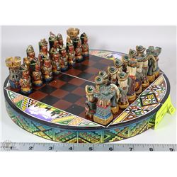 HAND CARVED CHESS SET FROM PERU