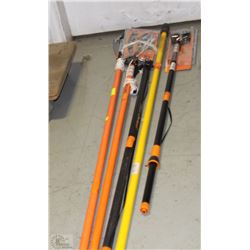 LOT OF 3 TELESCOPING BRANCH CUTTERS& 2 MISC POLES