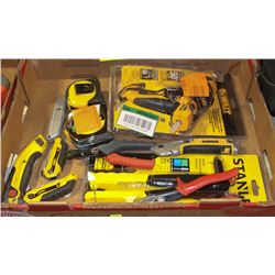 FLAT OF MISC TOOLS- UTILITY KNIFE,RIVETER,TAPE