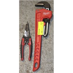 MILWAUKEE PIPE WRENCH & WIRE CUTTERS