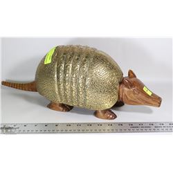 DECORATIVE WOOD AND BRASS ARMADILLO