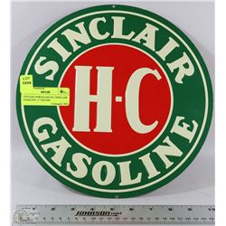 VINTAGE PORCELAIN H-C SINCLAIR GASOLINE 11" ROUND