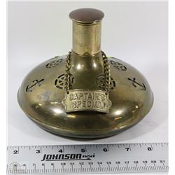 GLASS INLINED BRASS CAPTAINS DECANTER W/ NAUTICAL