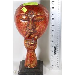 HEAD IN HAND SCULPTURE 13"TALL 6" WIDE