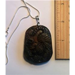 NEPHRITE JADE TIGER PENDANT ON CHAIN