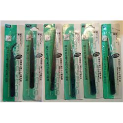 SET OF 6 PRECISION TWEEZERS