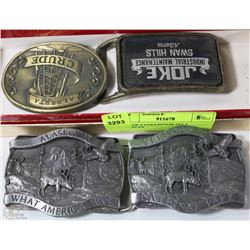 LOT OF 4 COLLECTOR BELT BUCKLES
