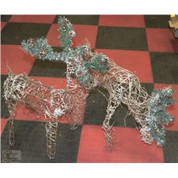 PAIR OF METAL AND TREE BRANCH DEER