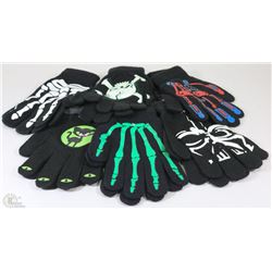 6PACK OF GLOW IN THE DARK HALLOWEEN GLOVES
