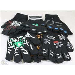 6PACK OF GLOW IN THE DARK HALLOWEEN GLOVES
