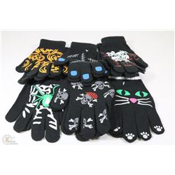 6PACK OF GLOW IN THE DARK HALLOWEEN GLOVES