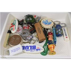 FLAT WITH 20 COLLECTOR BOTTLE OPENERS