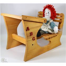 DOLL SCHOOL DESK WITH RAGGEDY ANNE