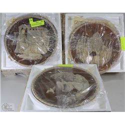 3-VINTAGE INCOLAY STUDIOS CAMEO PLATES SCULPTURED