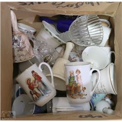 BOX OF COLLECTABLE BELLS, MUGS AND