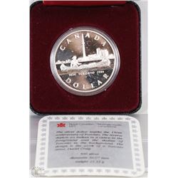 1984 CANADIAN PROOF SILVER DOLLAR WITH COA