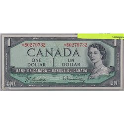 1954 CANADIAN REPLACEMENT $1 DOLLAR BANK NOTE