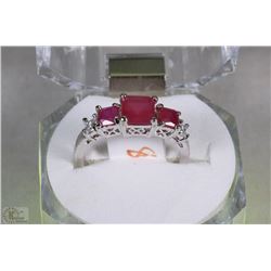 #12-NATURAL RUBY/CZ.925 SOLID SILVER RING