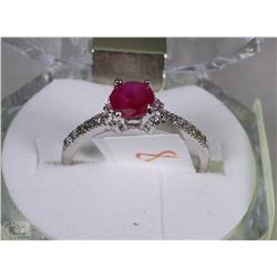 #11-NATURAL RUBY/CZ.925 SOLID SILVER RING