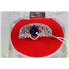 Image 1 : # 5-NATURAL SAPPHIRE/CZ .925 SOLID SILVER RING