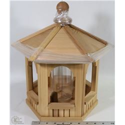LARGE WOODEN GAZEBO BIRD FEEDER 12" D X 15.5"T