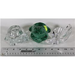 LOT OF 3 ART GLASS ANIMAL SHAPED CANDLE HOLDERS