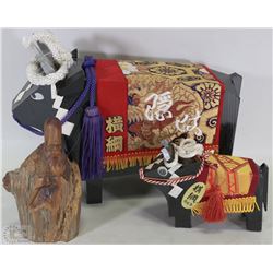 JAPANESE COLLECTIBLES- ALL WOOD, 1 HAND CARVED