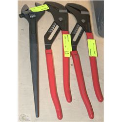 LOT OF 2 ADJ PLIERS AND CRESCENT WRENCH
