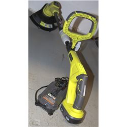 RYOBI 18V CORDLESS WEED WACKER W/CHARGER & BATTERY