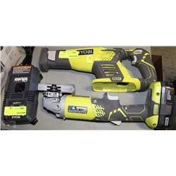 RYOBI CORDLESS SAWZALL/ANGLE GRINDER BATT/CHARGER