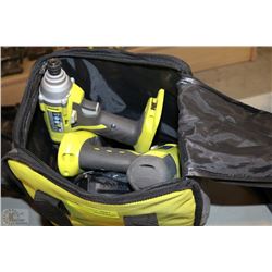 RYOBI 18V DRILL/IMPACT DRIVER W/BAG/BATT/CHARGER