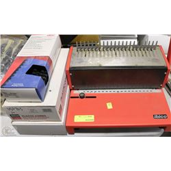 IBICO BOOK BINDING MACHINE W/3 BOXES BINDING COMBS