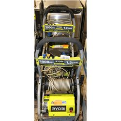 LOT OF 3 RYOBI ELECT PRESSURE WASHERS - AS IS