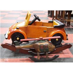 VW BEETLE + HELICOPTER WOODEN ROCKERS