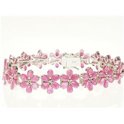 #4-STERLING SILVER RUBY BRACELET