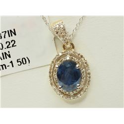 #7-14K GOLD SAPP & DIAMOND PENDANT